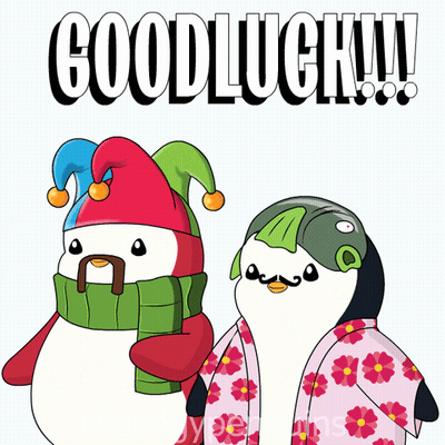 Two Penguins Saying Good Luck GIF