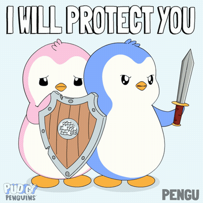Two Penguins Shield Sword I Will Protect You GIF