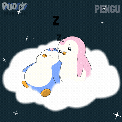 Two Penguins Sleeping On Cloud GIF