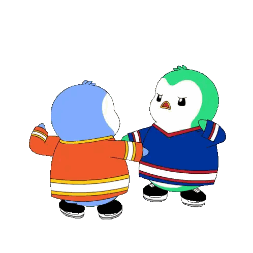 Two Penguins Standing Next To Each Other Sticker