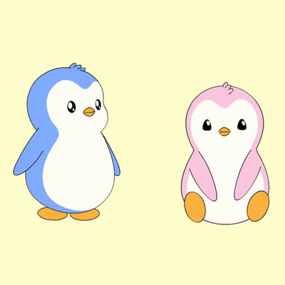 Two Penguins Standing On Pudgy Penguins Poster GIF