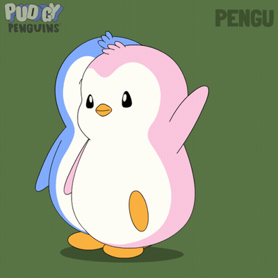 Two Penguins Standing With Word Pengu