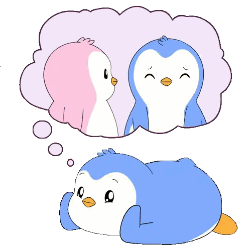 Two Penguins Talking One Laying Down Sticker