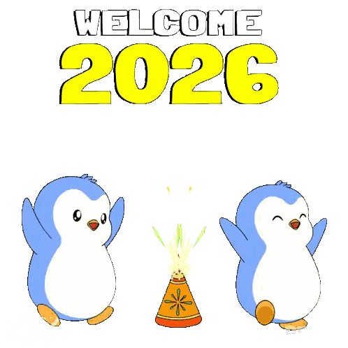 Two Penguins Watching Fireworks Welcome 2026 Sticker