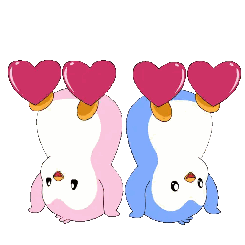 Couple Of Penguins Hugging Heart Sticker - Love | GIFDB.com