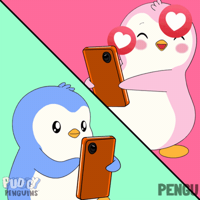 Two Penguins With Hearts Saying Pudgy Penguins