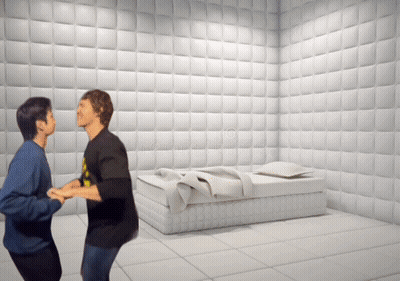 Two People Dancing In Room With Bed GIF