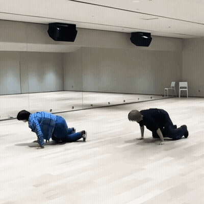 Two People Doing Push Ups GIF