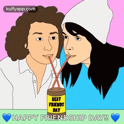 Two People Drinking From Yellow Bottle GIF