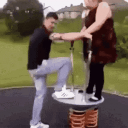 Two People Funny Falling GIF