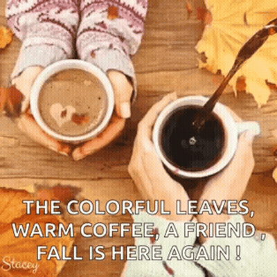 Two People Holding Coffee Cups GIF