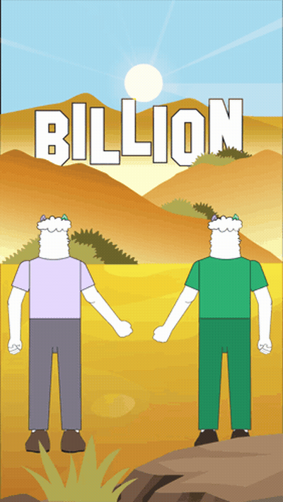 Two People Holding Hands Saying Billion GIF