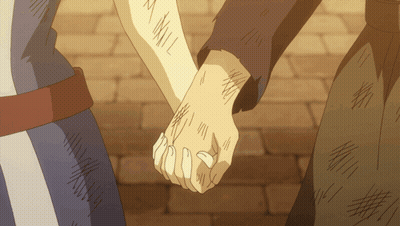 Two People Holding Hands With Letter L On Arm GIF