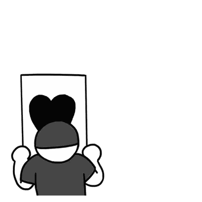 Two People Holding Hearts Black And White Sticker