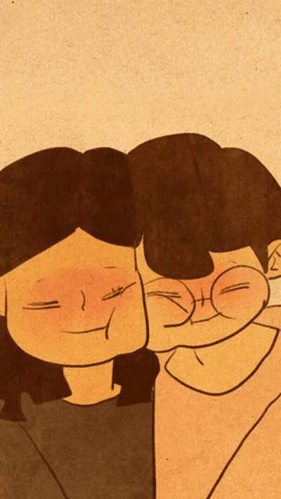 Two People Hugging One Wearing Glasses GIF
