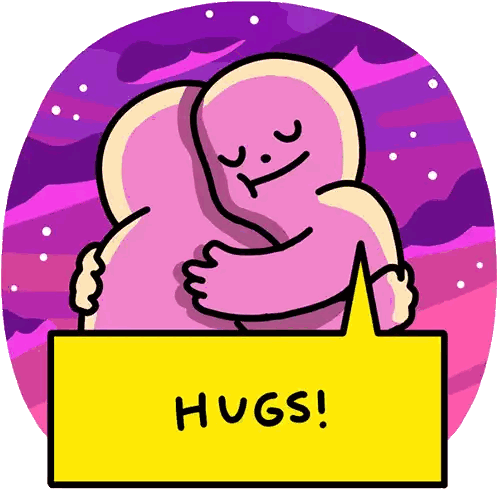 Two People Hugging Speech Bubble Hugs Sticker