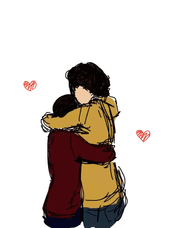 Two People Hugging With Hearts Sticker