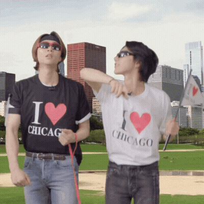 Two People In I Love Chicago Shirts GIF