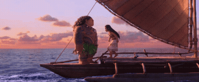 Two People On Boat Looking At Each Other GIF
