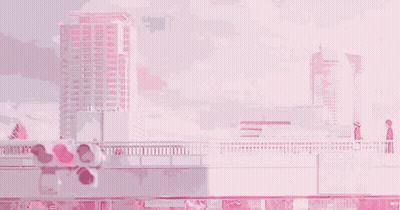 Two People On Bridge Over River GIF