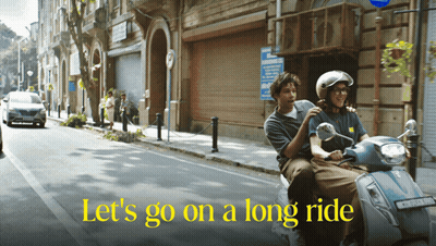 Two People On Scooter Let's Go GIF