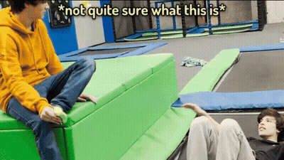 Two People On Trampoline Not Quite Sure What This Is GIF