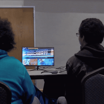 Two People Playing Street Fighter Hot Fight 7 GIF
