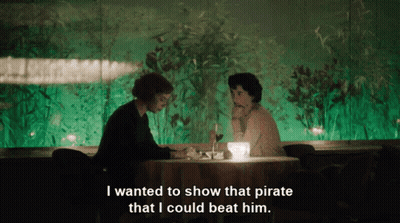 Two People Show Pirate I Could Beat Him GIF