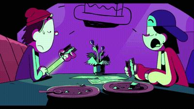 Two People Sitting At Table GIF