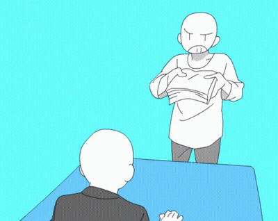 Two People Sitting At Table With Book GIF