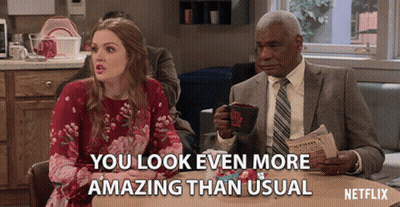 Two People Sitting At Table With You Look Even More Amazing Than Usual GIF