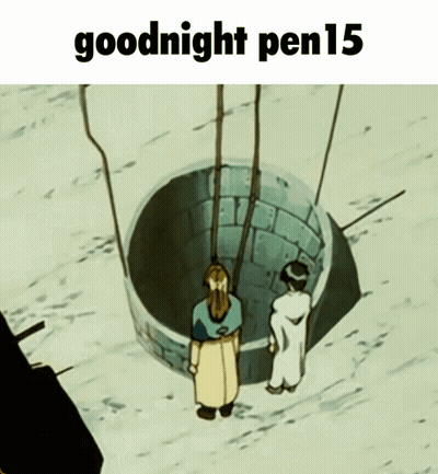 Two People Standing In Front Of Well Saying Goodnight Pen15 GIF