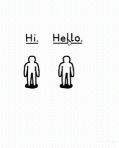 Two People Standing Saying Hi Hello