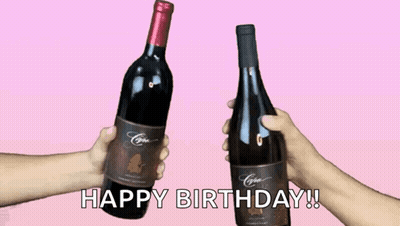 Two People Toasting With Wine Happy Birthday GIF
