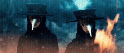 Two People Wearing Masks And Hats GIF