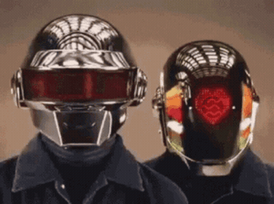 Two People With Heart Helmets GIF
