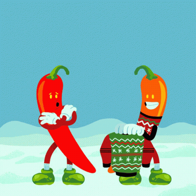 Two Peppers In Snow I'm A Little Chili GIF