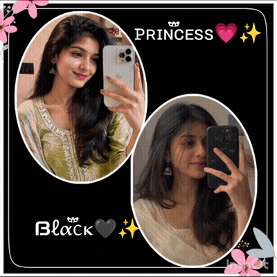 Two Pictures Of A Girl With The Word Princess On Top GIF