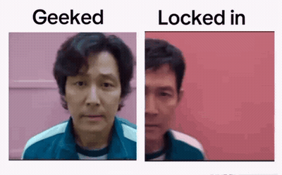 Two Pictures Of A Man 'S Face , One Of Which Is Geeked And The Other Is Locked In . GIF