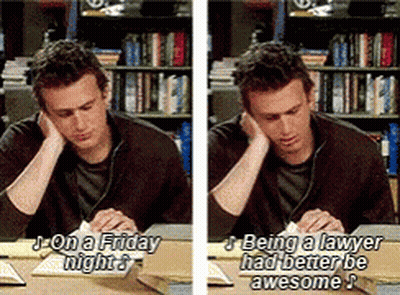 Two Pictures Of A Man Sitting At A Desk With One Saying On A Friday Night GIF