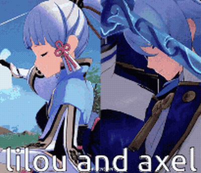 Two Pictures Of Girl With Tilou And Axel GIF