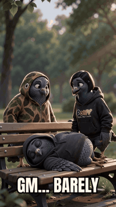 Two Pigeons In Hoodies On Bench One Sleeping GIF