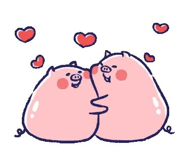 Two Pigs Hugging With Hearts Sticker