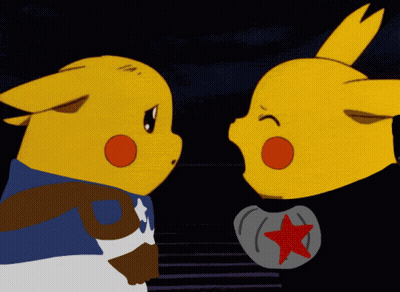 Two Pikachu Looking At Each Other GIF