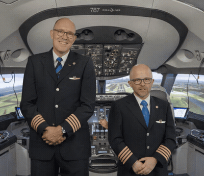 Two Pilots At 787 Dreamliner Cockpit GIF