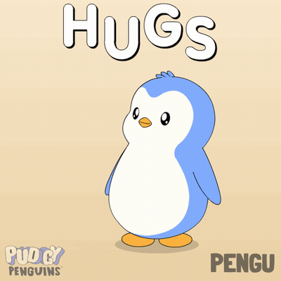 Two Pink And Blue Penguins Hugs GIF