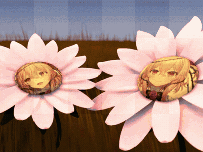 Two Pink Flowers With A Picture Of A Girl In The Center GIF