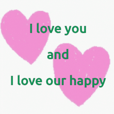 Two Pink Hearts With I Love You And I Love Our Happy GIF