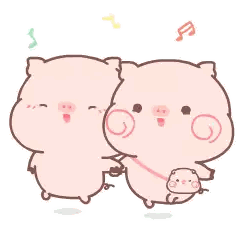 Two Pink Pigs Holding Hands Sticker