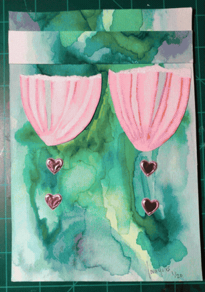 Two Pink Umbrellas With Hearts 1920 GIF